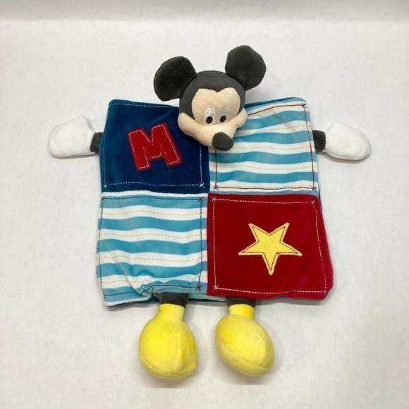 DISNEY Baby Mickey Mouse Lovey Security Blanket Puppet Soother Crinkle Squeak - Picture 5 of 11